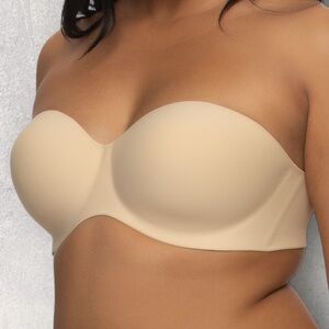 NWOT Felina 'Hint of Skin 6202' Underwire Strapless Bra NUde Size 34D